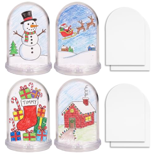 DIY Christmas Snow Globe Craft Kit for Kids - Set of 4 Customizable Globes
