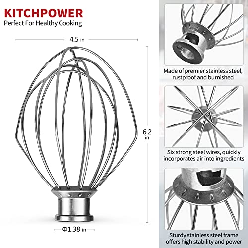 6-Wire Whip Attachment for 4.5/5-Qt Tilt-Head Stand Mixers, Stainless Steel
