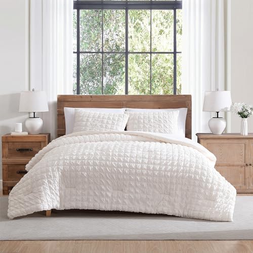 Lightweight Comforter Set with Pillow Shams - Puckered Seersucker, Full/Queen