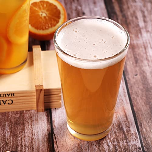 16oz Beer Pint Glasses Set of 8, Lead-Free Glassware for Pub and Home