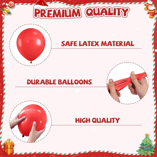 FEYG 30PC Christmas Balloons Kit - 12 Inch Red Green Gold Holiday Decorations