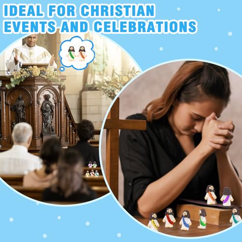 105 Pcs Mini Jesus Figurines with Pouch - Multicolor Christian Party Favors