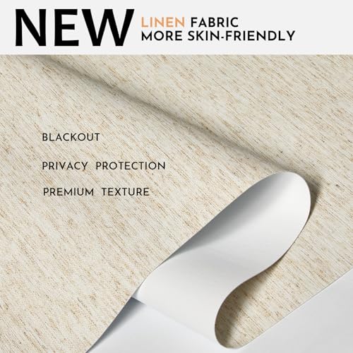 Cordless Blackout Roller Shades - Linen Fabric, Thermal Insulated, Custom Size