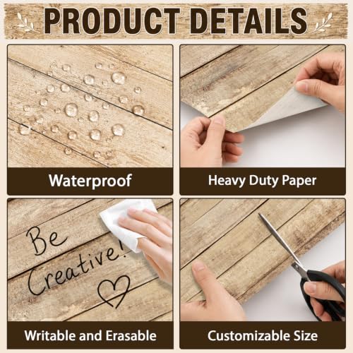 2 Rolls Brown Wood Grain Bulletin Board Paper, 15.8in x 20ft Classroom Decor