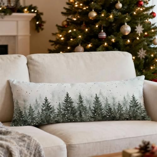 Mancheng-zi Winter Forest Christmas Body Pillow Cover 20x54 Zipper Decor