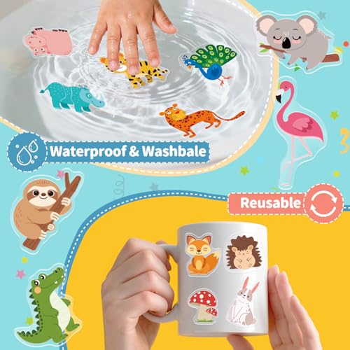 40 Animal Window Clings - Safari Wildlife Jelly Stickers for Kids