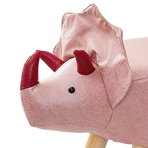 Pink Dragons Wooden Animal Footstool Ottoman for Kids Home Decor