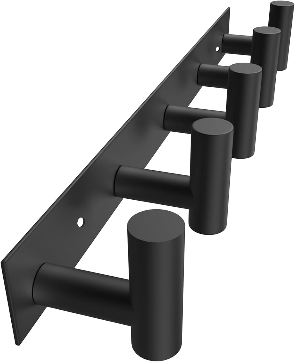 VAEHOLD Wall Mount Rack - Black Hat and Coat Organizer with 5 Hooks for Robes, Bags, Keys, Towels