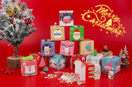 25PCS Christmas Advent Calendar Gift Boxes Set - Holiday Countdown Decorations