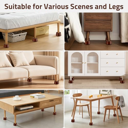 Solid Oak Wood Bed Risers 2 Inch - Heavy Duty Furniture Lifts (4 Pack)