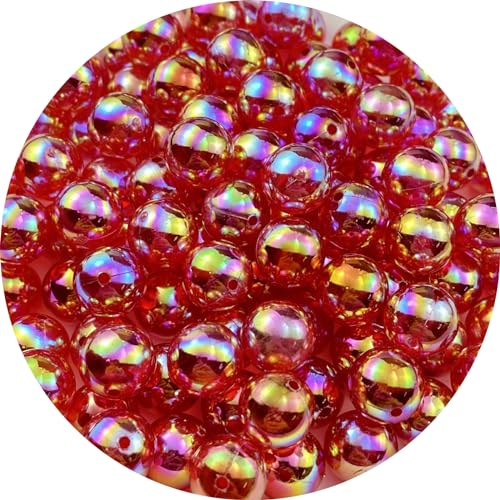 12mm AB Acrylic Round Beads 100pc Red AB Jewelry Making Beads - Ring/Bracelet/Necklace