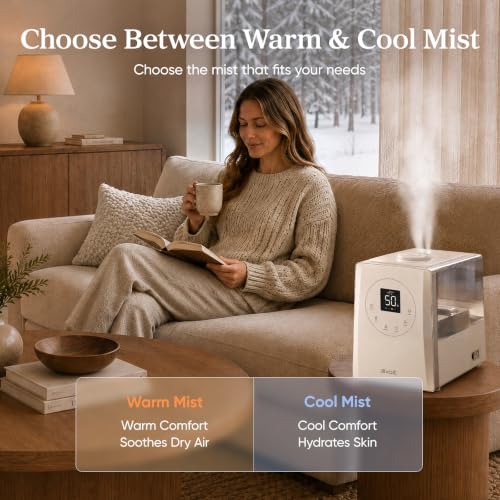 Smart Warm and Cool Mist Humidifier for Large Room 6L Top Fill