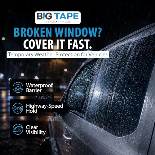 Temporary Car Window Cover Wrap - 17.5 in x 6 Ft Waterproof Film