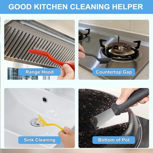 11-Piece Crevice Cleaning Brush Set - Hard Bristle Detail & Grout Cleaner