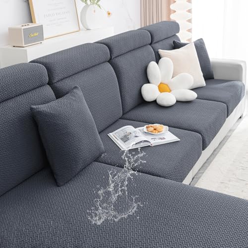 Waterproof Couch Cushion Covers, Non-Slip Stretch Slipcover, 3 Pieces, Grey