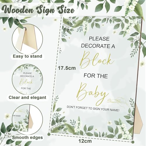 78-Piece Baby Shower Guest Activity Kit with Wooden Blocks and Paint Pens