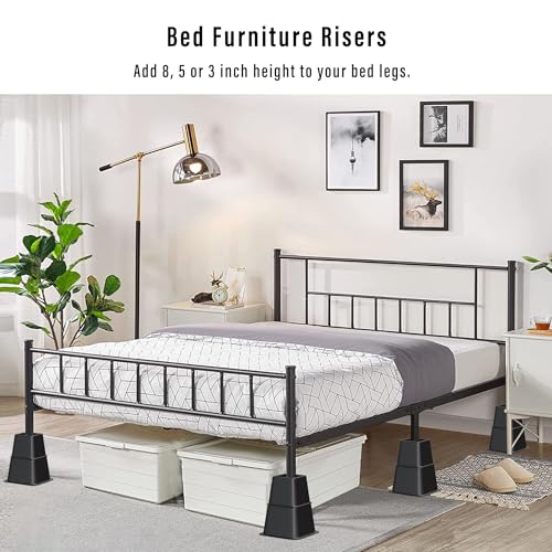 Adjustable Heavy Duty Bed Risers - Set of 4, 3, 5, 8 Inch Height