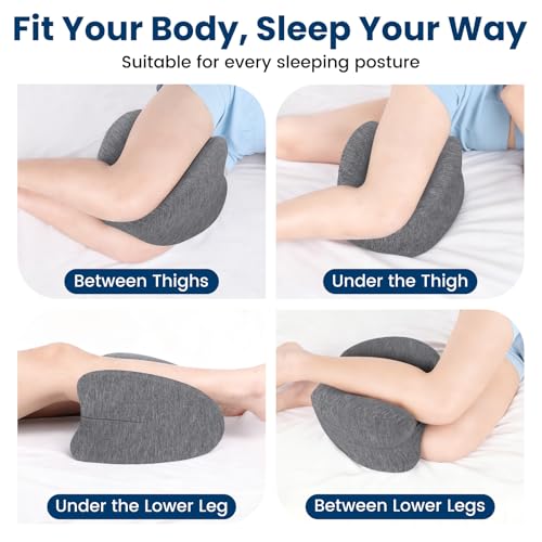 Cooling Gel Memory Foam Knee Pillow for Side Sleepers - Heart-Shaped Leg Cushion for Sciatica Relief