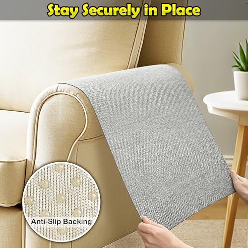 Waterproof Sofa Arm Covers Set of 2 - Non-Slip Armrest Protectors (Light Gray, 24"×20")