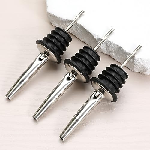Stainless Steel Liquor Bottle Pourers with Tapered Spout - 12 Pack