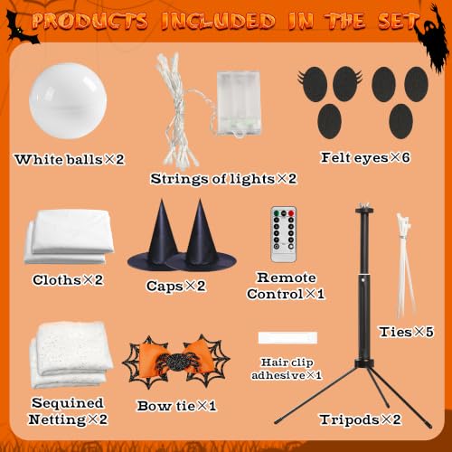 AYGXU 2Pcs Lighted Halloween Ghost Decorations with Remote String Lights