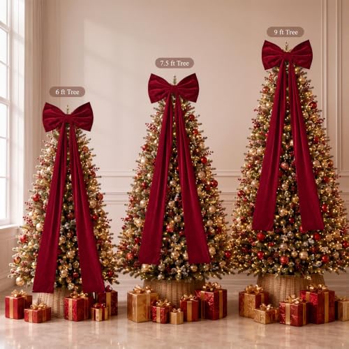Knitgrip 2 Pack 20x71 in Large Velvet Christmas Bow Deep Red - Holiday Decor