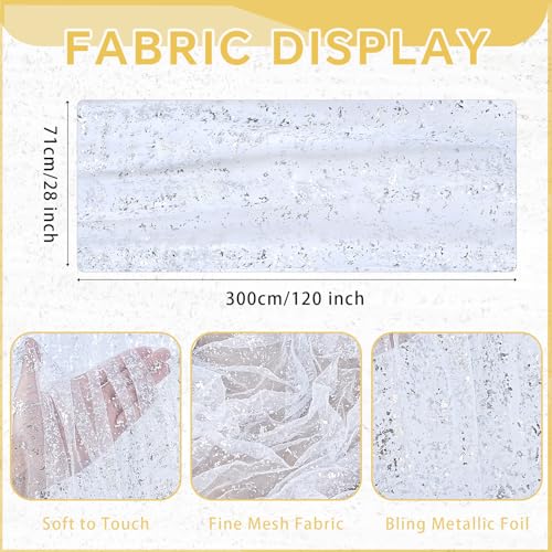 White Silver Metallic Foil Sequin Table Runner Set of 6 - 28x120 inches