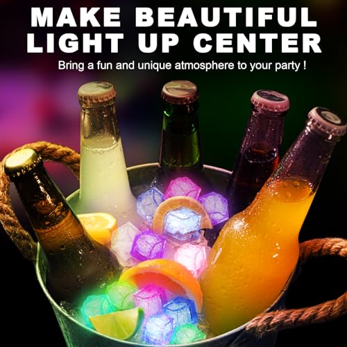 Komokeru 40 Pcs Light Up LED Ice Cubes - Multi-Color Changing, Water-Activated