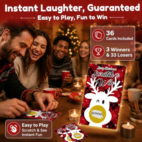 GMEMNOV Red Merry Christmas Scratch Off Game Cards - 36PCS Holiday Party Favors & Activities