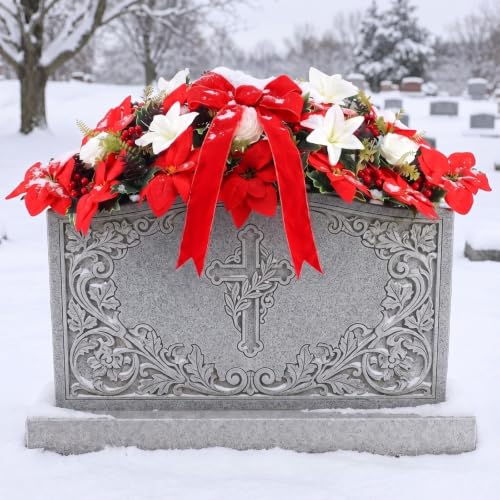 Giegxin Xmas Cemetery Flower Saddle for Grave Decoration, Red, Large