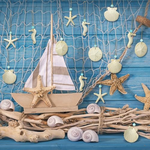 Beeveer Coastal Beach Christmas Ornaments Set - Resin Ocean Decor for Holiday Tree
