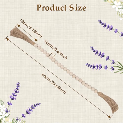 24-inch Farmhouse Wood Bead Garland with Tassels - Rustic Home Decor