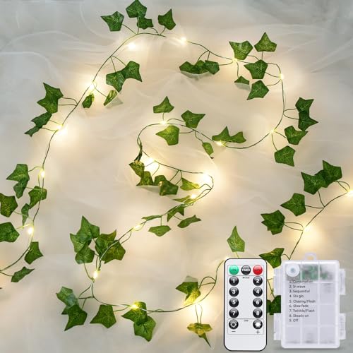 JMEXSUSS 33Ft 100 LED Ivy Vine Lights with Remote Control - Warm White
