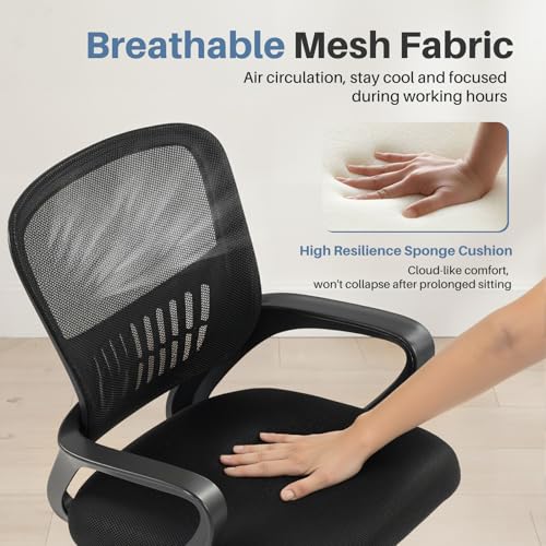 Ergonomic Mid-Back Mesh Office Chair with Lumbar Support & Rocking Mode