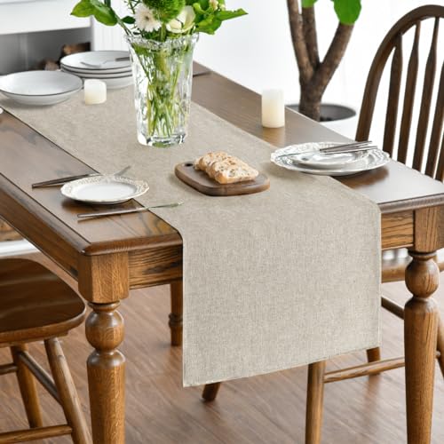 Light Brown Table Runner 13x72 Inch, Washable Fall Dining Table Decor