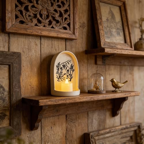 Handcrafted Ceramic Wall Niche Altar - Decorative Wall Candle Holder