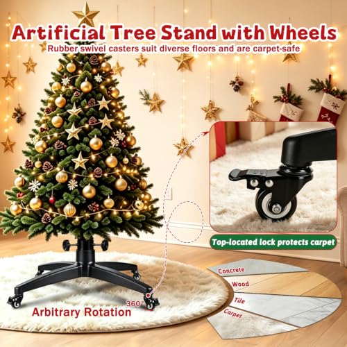 Heavy Duty Rolling Christmas Tree Stand with Wheels for 12 Ft Artificial Tree