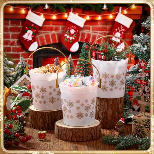 Meekoo 12-Pack Gold Snowflake Plastic Buckets Holiday Gift & Party Decorations