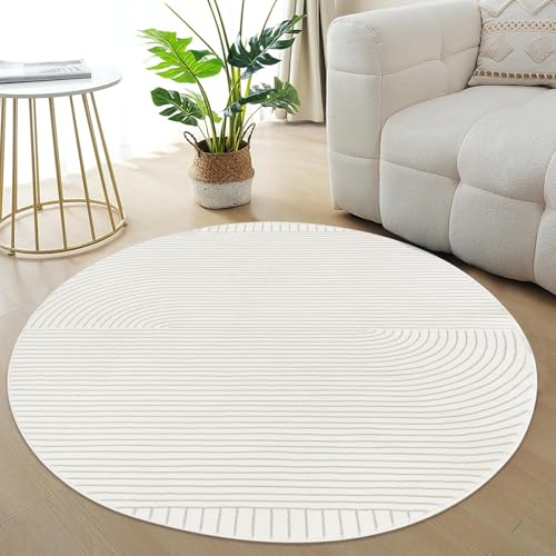 Lacomfy 5.3 Ft Circular Modern Area Rug with Abstract Pattern - Non-Slip Home Decor