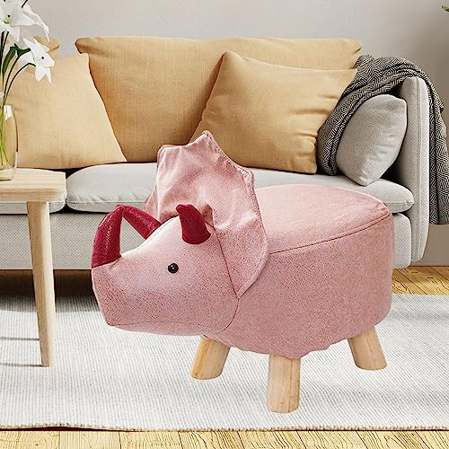 Pink Dragons Wooden Animal Footstool Ottoman for Kids Home Decor