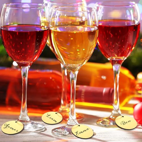 Tondiamo Round Acrylic Wine Charms 40 Pcs with Marker for Glasses & Parties