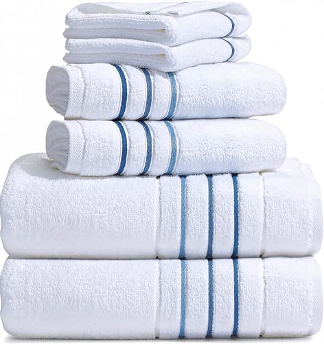6-Piece Luxury Cotton Bath Towel Set, Soft & Absorbent Quick-Dry Hotel Towels
