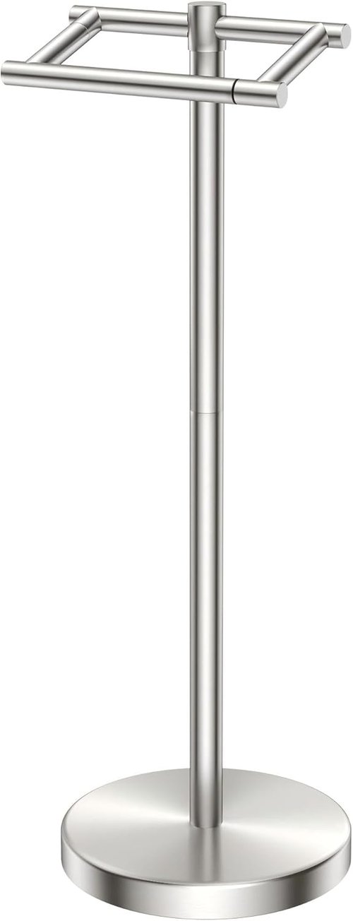 FORIOUS Toilet Paper Holder - Rustproof Stainless Steel Double Post Design | Pivoting Brushed Nickel Finish