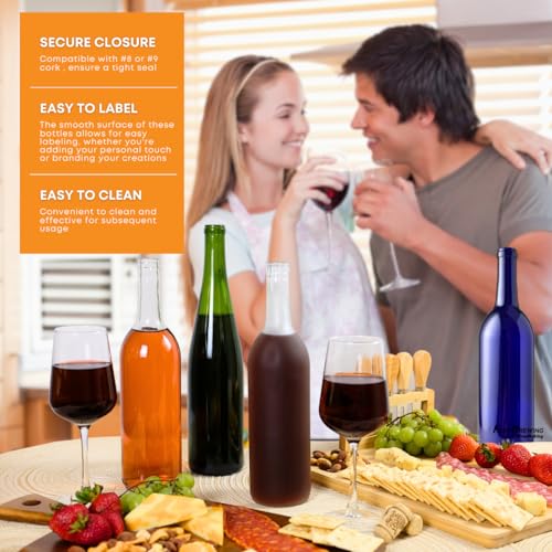Green Wine Bottles 750ml Bordeaux 12-Pack for Winemaking and Storage