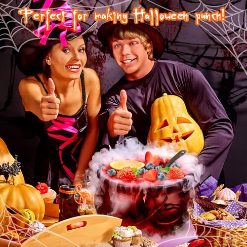 3-Piece Halloween Witch Cauldron and Punch Bowl Set with Ladle