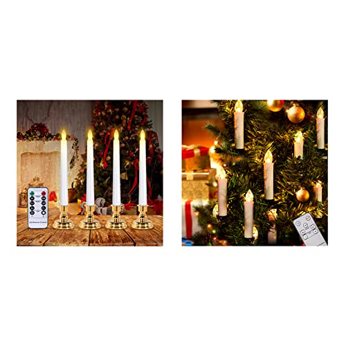 JOSU 4 PCS Window Candles + 12PCS Christmas LED