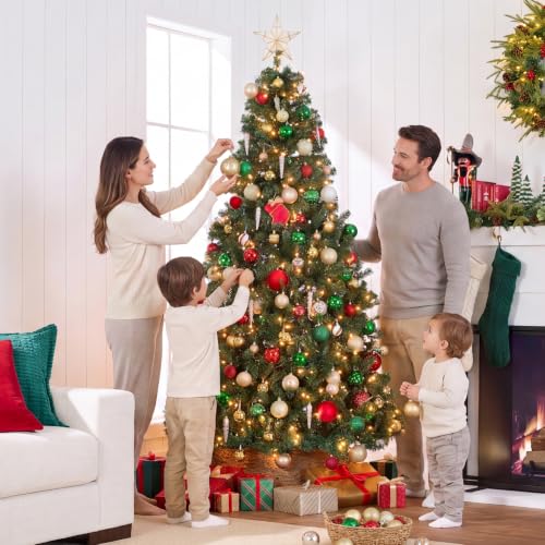 6ft Pre-Lit Artificial Spruce Christmas Tree with 250 LED Twinkling Lights