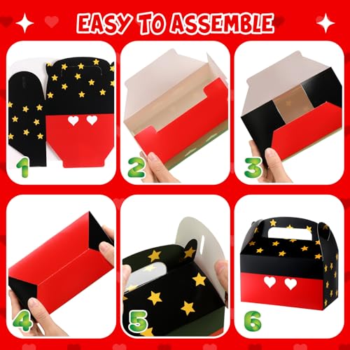24 Pack Cartoon Party Favor Boxes, Kraft Paper Treat Bags for Birthdays