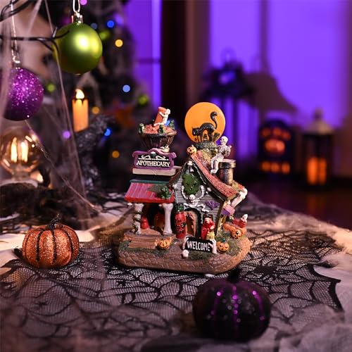 8-Inch Lighted Halloween Haunted House with Music and LED Lights