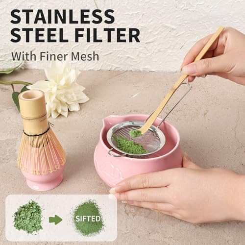 Matcha Kit with Ceramic Bowl & Scoop - 8pc Bamboo Whisk Set Gift